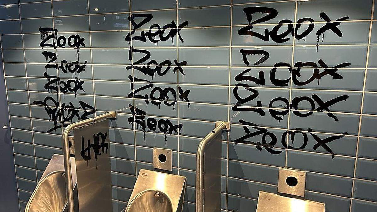 Die Vandalen verunstalteten unter anderem das brandneue öffentliche WC in Trofaiach und richteten beträchtlich Sachschaden an