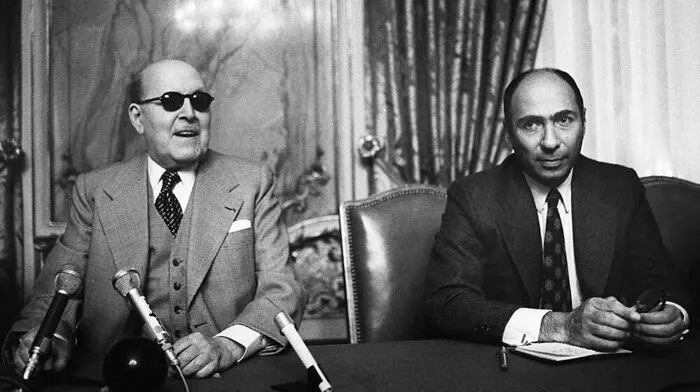 Mit seinem Vater Marcel Bloch, dem Konzerngründer, im Jahr 1975.