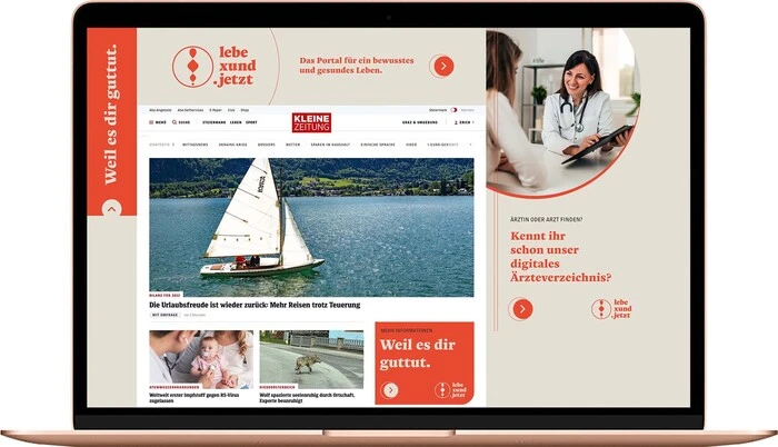 Auffälliger geht es kaum: Fullsite-Branding XL auf kleinezeitung.at