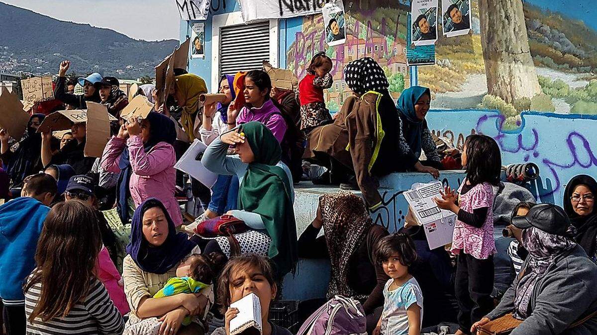 Protest auf Lesbos