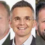 Stockenbois Bürgermeisterkandiaten, v.l.: Hans Jörg Kerschbaumer (FPÖ), Josef Anichhofer (ÖVP), Gilbert Frühauf (SPÖ)