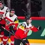 Austria’s forward #96 Marco Kasper celebrates with Austria’s forward #03 Peter Schneider, Austria’s forward #16 Dominic Zwerger and Austria’s defender #92 Clemens Unterweger after scoring 1-0 during the IIHF Men's Ice hockey World Championship match between Austria and France in Stockholm, on May 16, 2025. (Photo by Jonathan NACKSTRAND / AFP)