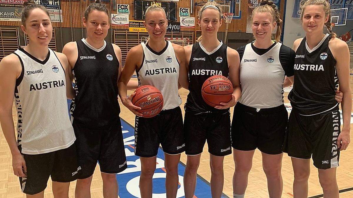 Sechs Steirerinnen verstärken das Basketball-Team: Michaela Wildbacher, Annika Neumann, Anja Knoflach, Simone Sill, Nina Krisper und Camilla Neumann (von links)