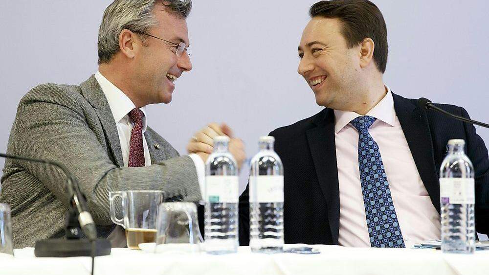 Parteichef Hofer mit Oberösterreichs FPÖ-Chef Haimbuchner