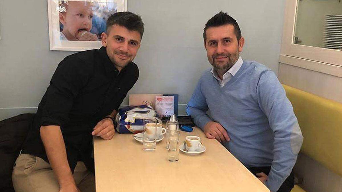 Mihret Topcagic mit Zagreb-Coach Nenad Bjelica (re.) 