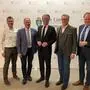 Unternehmer Hampel, die Bürgermeister Bacher und Linhart sowie Erwin Dirnberger (Gemeindebund) bei LH Drexler