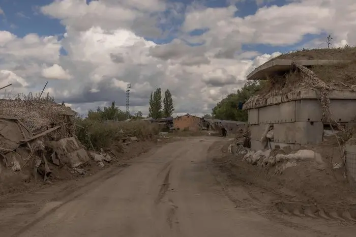 TOPSHOT - This photograph shows the destroyed border crossing point with Russia, in the Sumy region, on August 13, 2024, amid the Russian invasion of Ukraine. On August 6, 2024, Ukraine launched an offensive surprise into the Russian border region of Kursk capturing over two dozen towns and villages in the most significant cross-border attack on Russian territory since World War II. Ukraine's military chief Oleksandr Syrsky told the Ukrainian President in a video posted on August 12, 2024 that his troops now control about 1,000 square kilometres of Russian territory and are continuing 