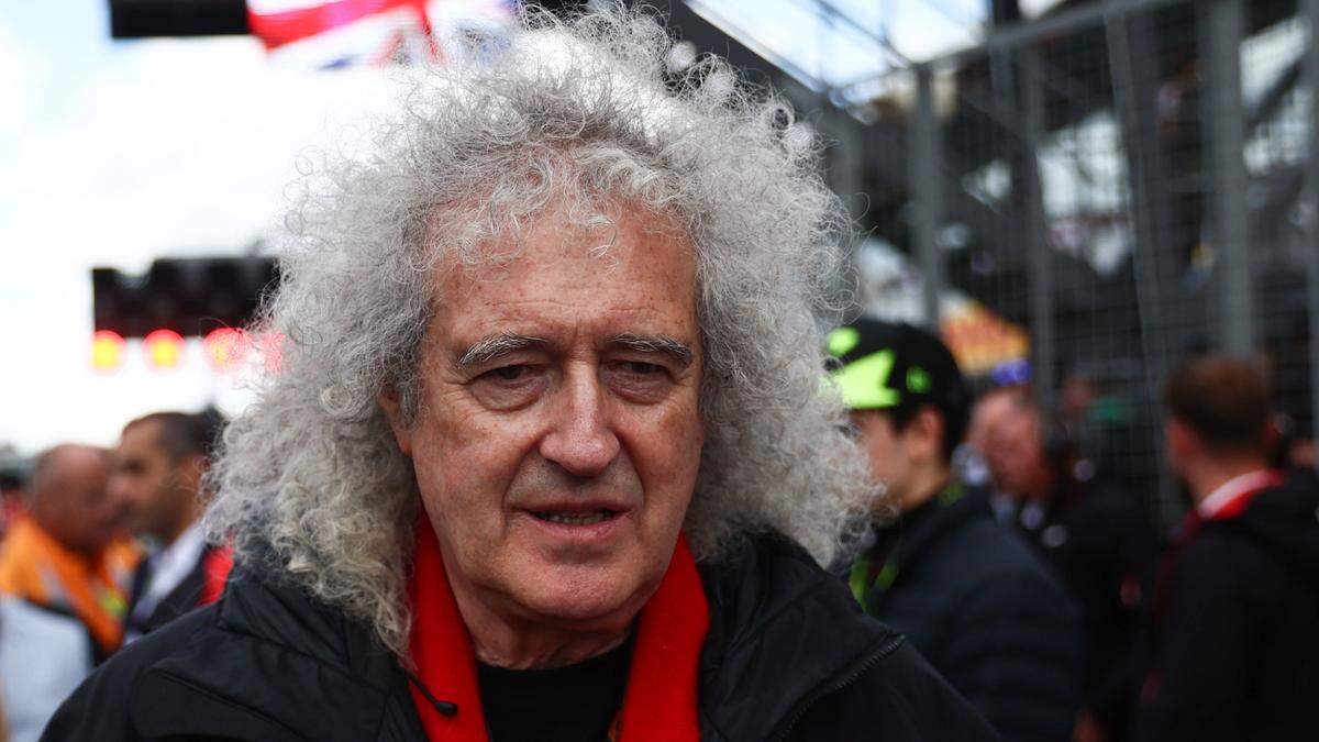  Brian May im Juli beim Formel-1-Rennen in Silverstone