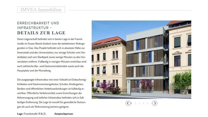 So soll sie ausschauen, die gefüllte Baulücke in der Franckstraße (Screenshot vom 15. Dezember 2020). Die Firma Imvea plant das Bauprojekt in der Schutzzone in Graz-Geidorf.