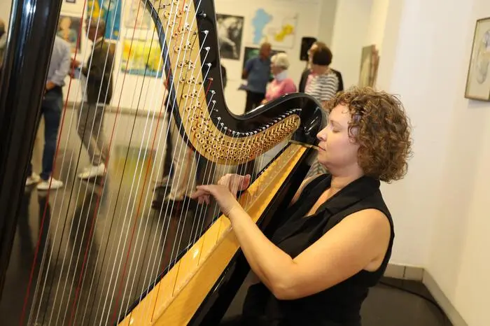 Musikalisch umrahmt wurde die Ausstellungseröffnung von Sandra Macher an der Harfe