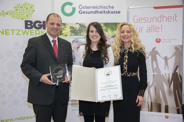 Gert Lang (Fonds Gesundes Österreich), Martha Sommerauer( Projektleitung BGM, Assitenz Personalmanagement bei der Alwera AG), Andrea Hirschenberger (ÖGK Steiermark)