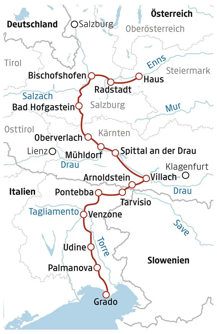 Die Route vom Ennstal bis nach Grado