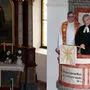 Die beiden Pfarrer Wolfgang Gracher (links) und Martin Müller auf der Kanzel in der evangelischen Kirche in Waiern 