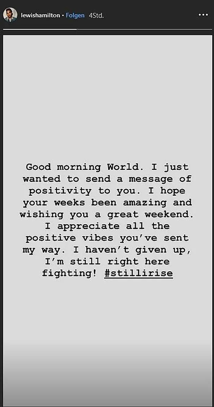 Lewis Hamiltons Nachricht auf Instagram macht seinen Fans Mut