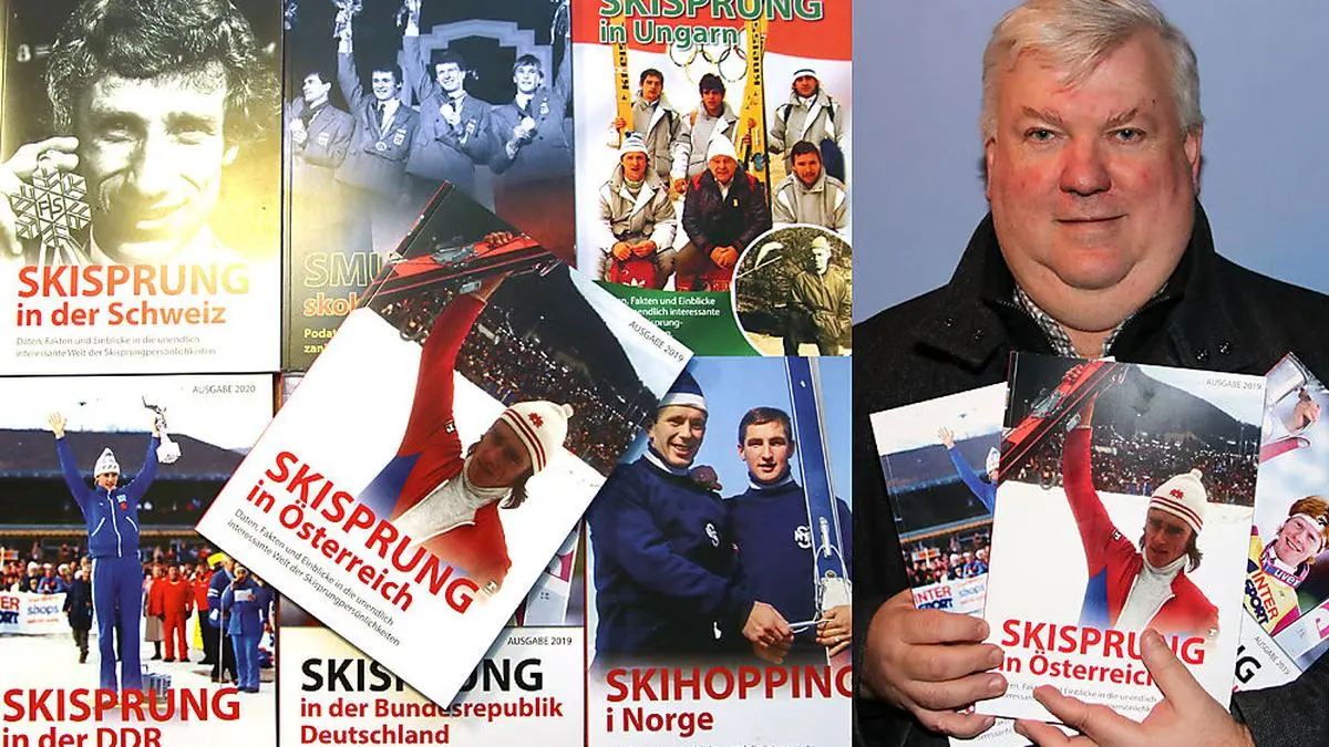 Der Finanzbeamte und Volksmusiker Siegmund Schmolli schreibt Bücher über das Skispringen