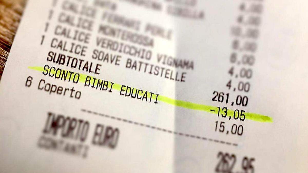 Der &quot;Preisnachlass für gut erzogene Kinder&quot; beträgt im Restaurant von Antonio Ferrari fünf Prozent