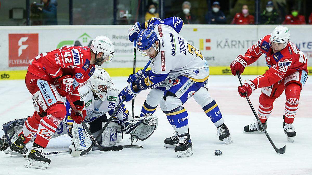 Der KAC kann nach dem 3:2-Sieg in Villach am Sonntag den Halbfinalaufstieg fixieren