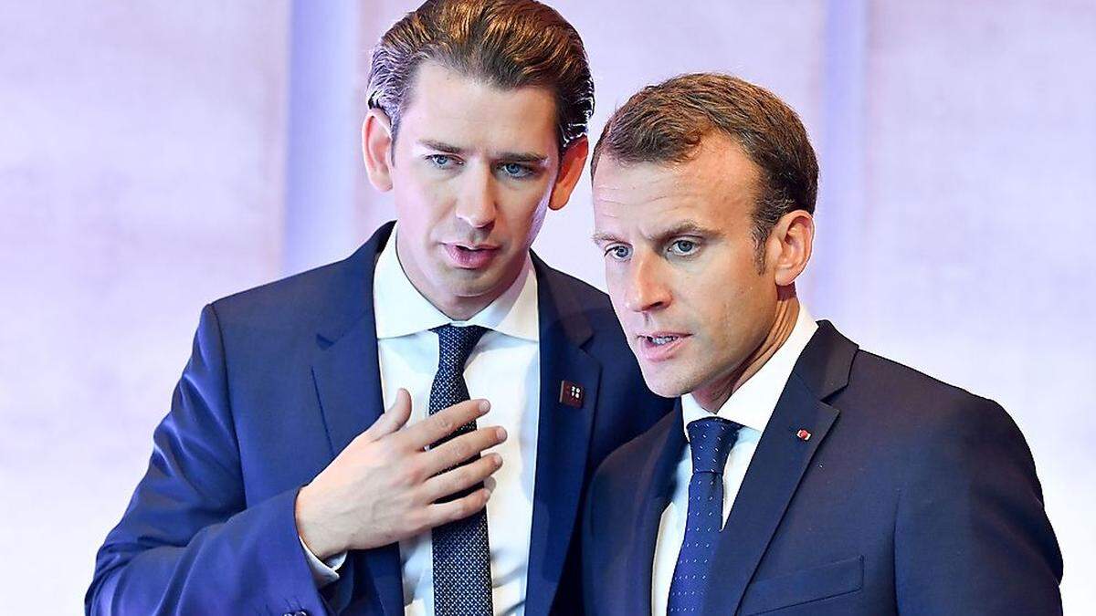 Bundeskanzler Sebastian Kurz und Frankreichs Präsident Emmanuel Macron