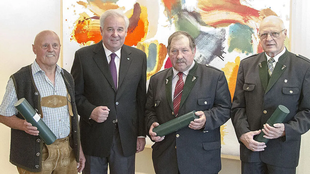 Ehrung: Franz Klammler, Hermann Schützenhöfer, Franz Reisinger und Franz Troger