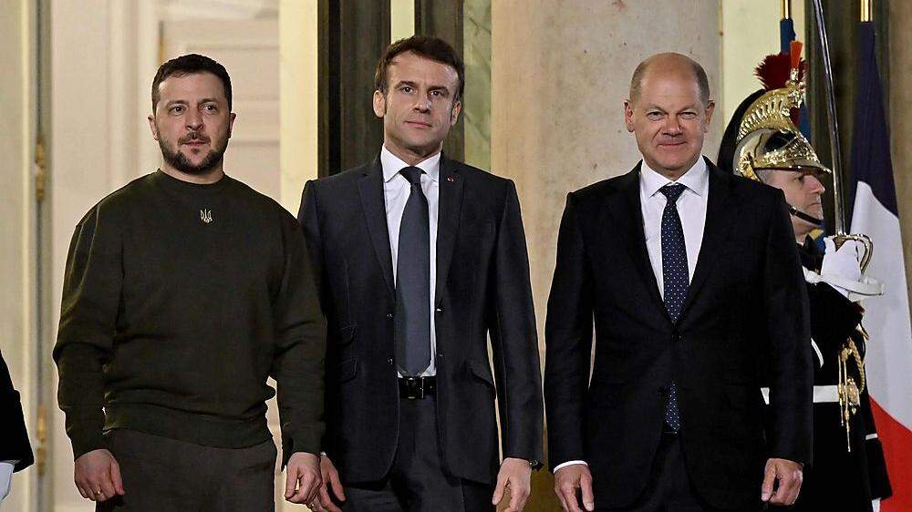 Selenskyj, Macron und Scholz in Paris