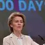 European Commission President Ursula von der Leyen delivers a speech at the EU headquarters in Brussels on March 9, 2020. (Photo by JOHN THYS / AFP)