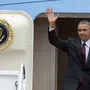 US-Präsident Barack Obama am Freitag vor seiner "Air Force One" 