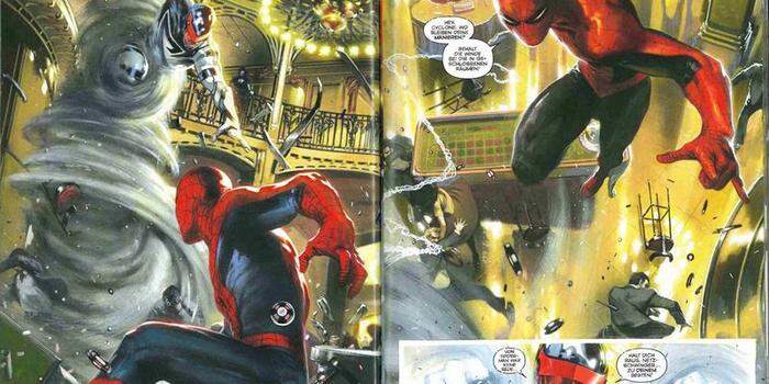 Spider-Man kämpft gegen die Bösewichte - gezeichnet von Werther Dell'Edera