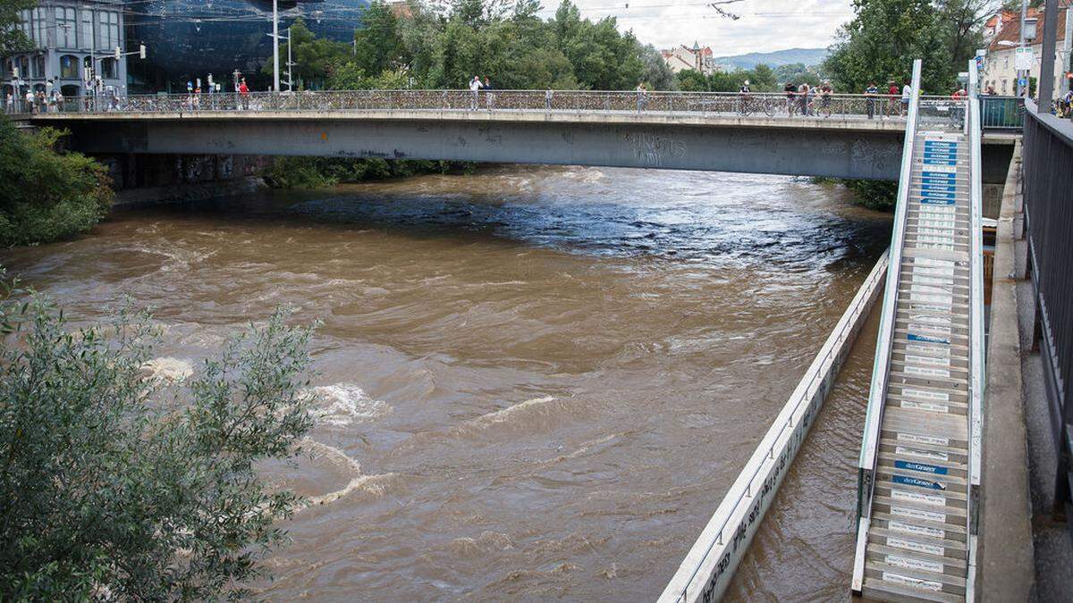 Aufgrund des Hochwassers war die Promenade gesperrt