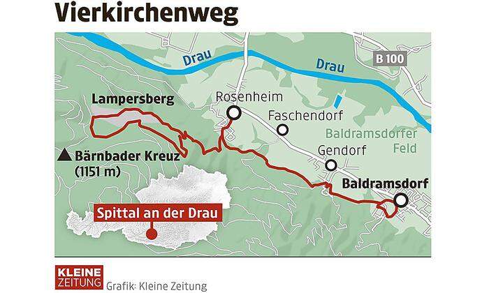 Die Route auf den Lampersberg