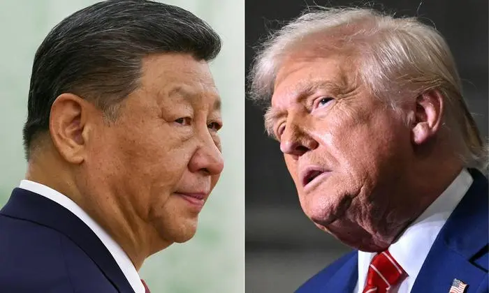 (COMBO) This combination of pictures created on June 05, 2025 shows, L/R, Chinese President Xi Jinping at the Kremlin in Moscow on May 8, 2025 and US President Donald Trump at US Steel - Irvin Works in West Mifflin, Pennsylvania, May 30, 2025. Chinese leader Xi Jinping held a phone call with US President Donald Trump on June 5, 2025, Chinese state media reported. The talks took place at Trump's request, the Xinhua news agency said without elaborating, and come as Washington and Beijing clash over areas such as trade and student visas. (Photo by Evgenia Novozhenina and SAUL LOEB / various sources / AFP)