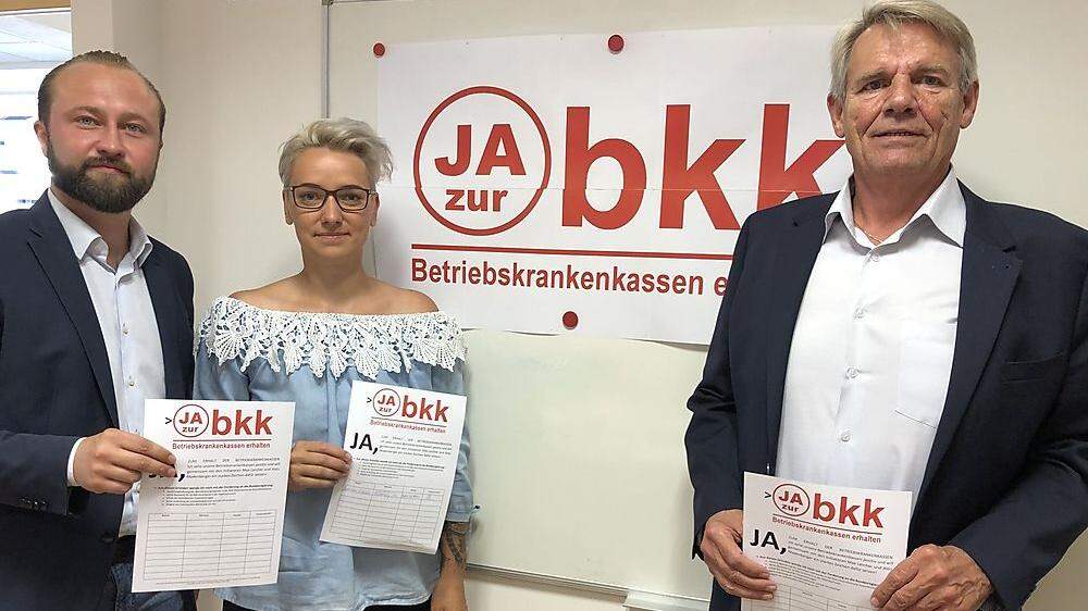 NR-Kandidat Max Lercher, Betroffene Marlene Lenz und Betriebsrat Alois Madenberger