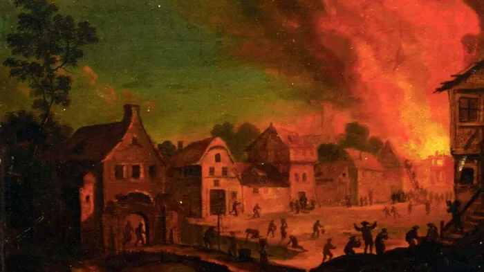                                    Ein nächtlicher Brand – gemalt von Egbert Lievensz van der Poel (Sujet) 