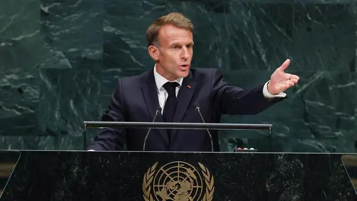 Emmanuel Macron bei seiner Rede in New York