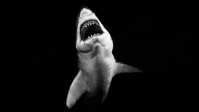 Robert Longo, „Ohne Titel (Shark 7)“ in der Wiener Albertina