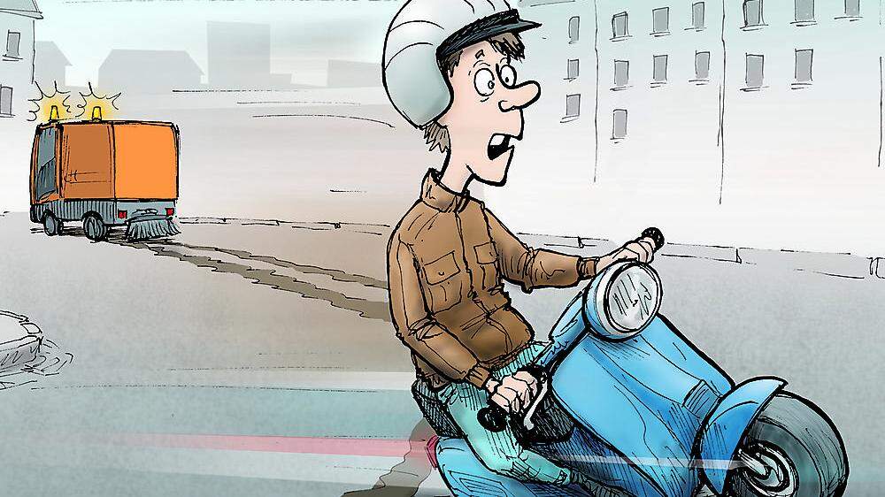 Der Mopedfahrer half mit, den verschmutzten Straßenabschnitt abzusichern, dennoch wurde ihm eine Strafe wegen Fahrerflucht aufgebrummt!