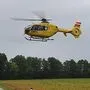 Der Nothubschrauber musste bei starkem Regen landen