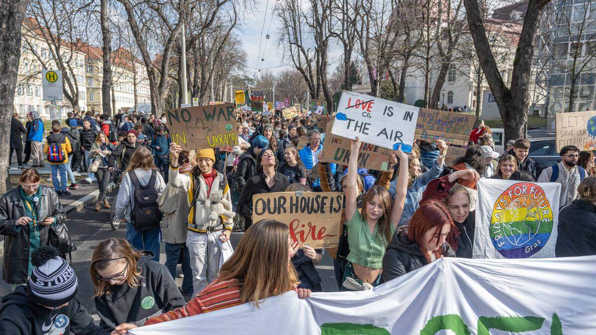 Auch in Graz rief Fridays for Future am Freitag zur Klimademo auf – hier ein Foto vom Joanneumring