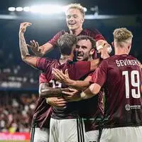 Jubel bei den Spielern von Sparta Prag