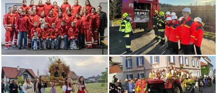 Im Uhrzeigersinn von links oben: Rotkreuzjugend Stainz, Feuerwehrjugend Heimschuh,  Landjugend Bad Schwanberg und Katholische Jugend Heiligenkreuz am Waasen