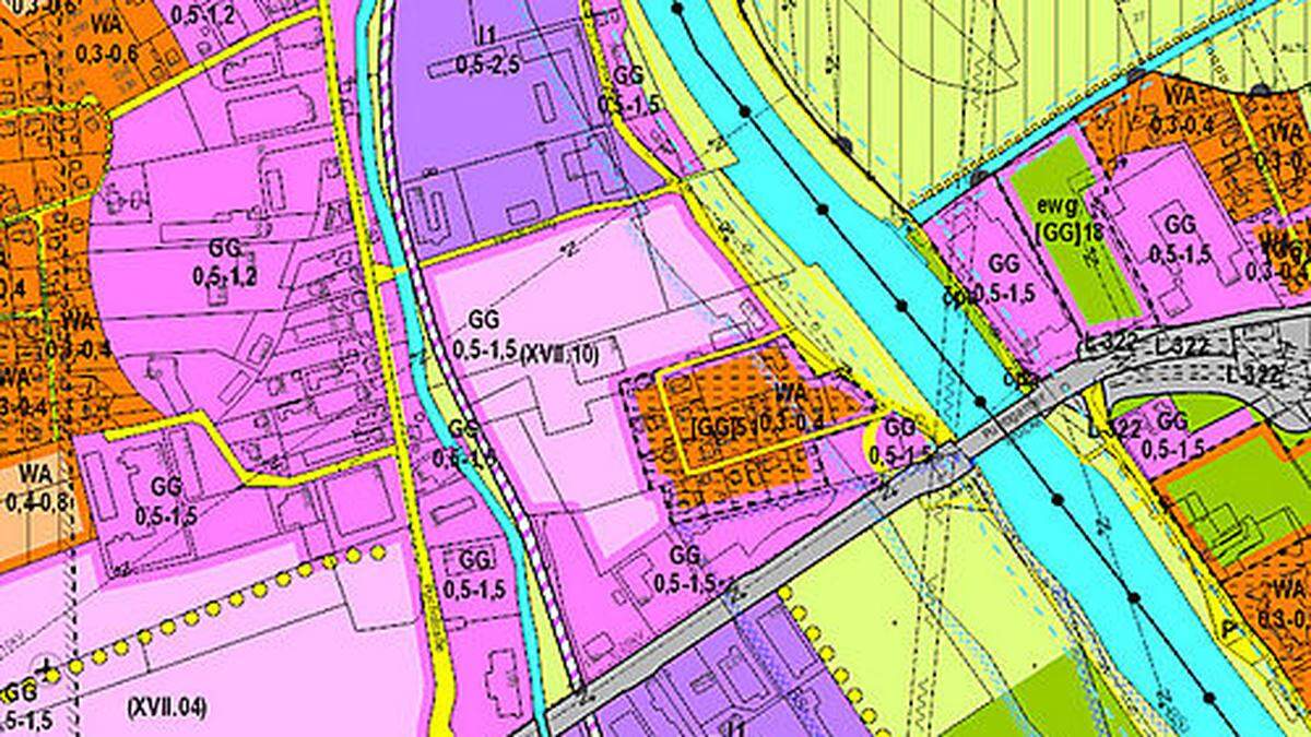 Ausschnitt aus dem Entwurf zum Flächenwidmungsplan