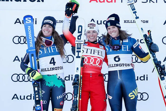  Lara Gut-Behrami (SUI) Marta Bassino (ITA) Sara Hector (SWE)  Hier kommen Sie zum Rennbericht!