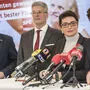 Andreas Sucher, LH Kaiser, Gesundheitsreferentin Beate Prettner und Parteichefin Pamela Rendi-Wagner (von links)