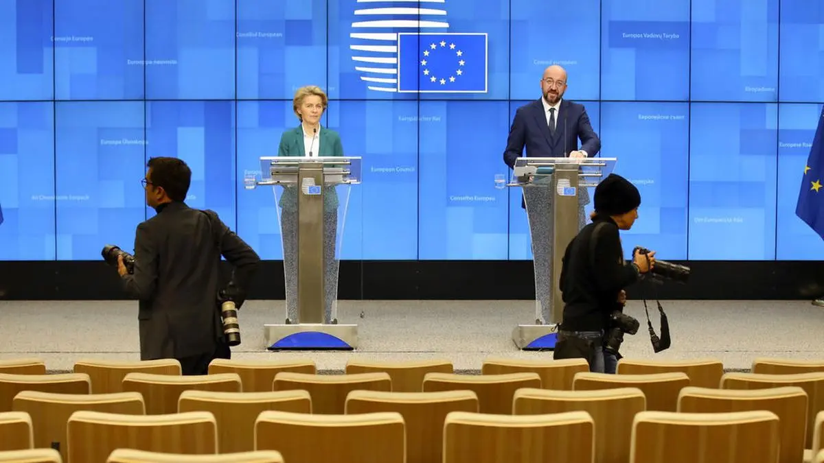 Ursula von der Leyen und Charles Michel bei der Pressekonferenz