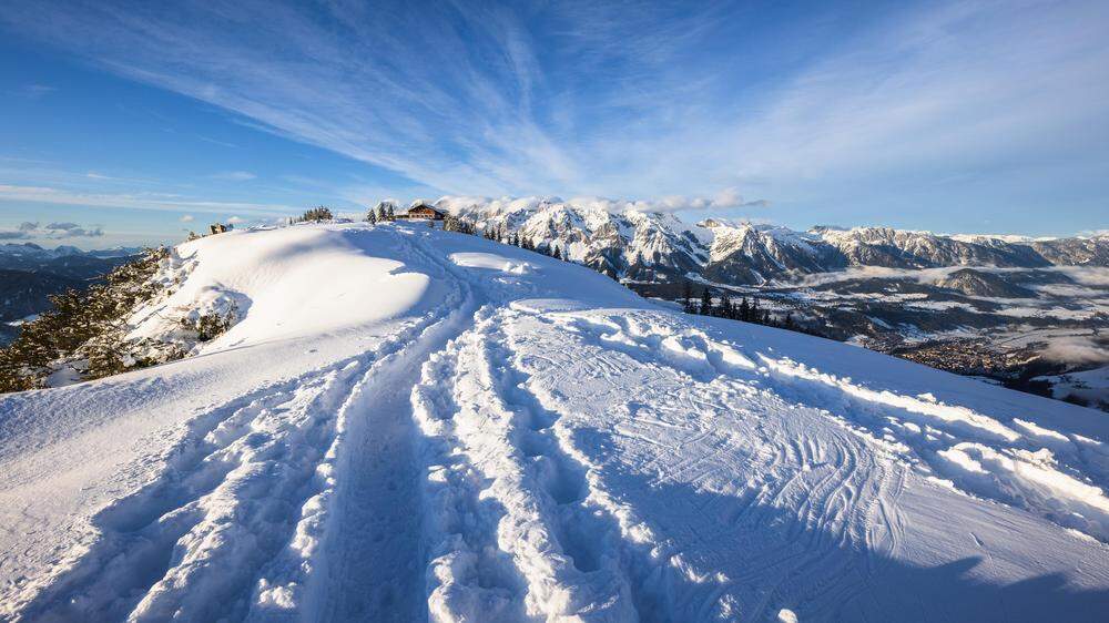 Archivbild von der Kleinen Hochwurzen im Februar 2024: Am Mittwoch wird es auf den steirischen Bergen erneut schneien 