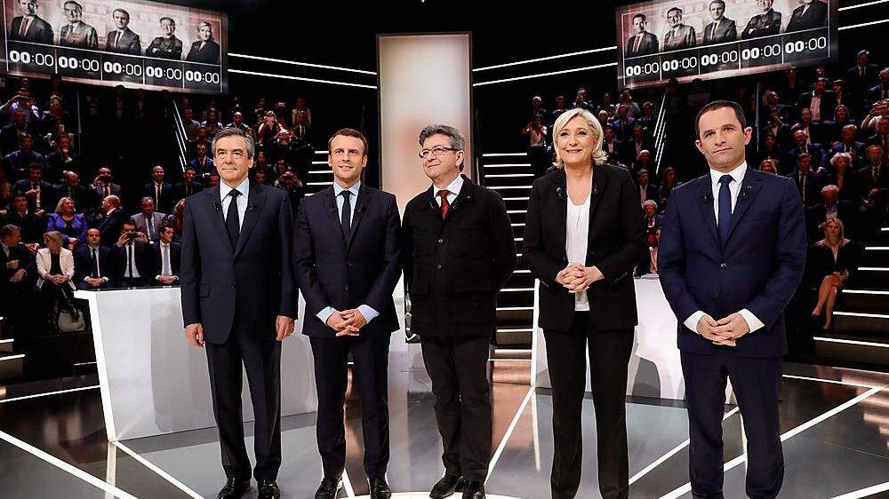 Fillon, Macron, Melenchon,  Le Pen, Hamon 