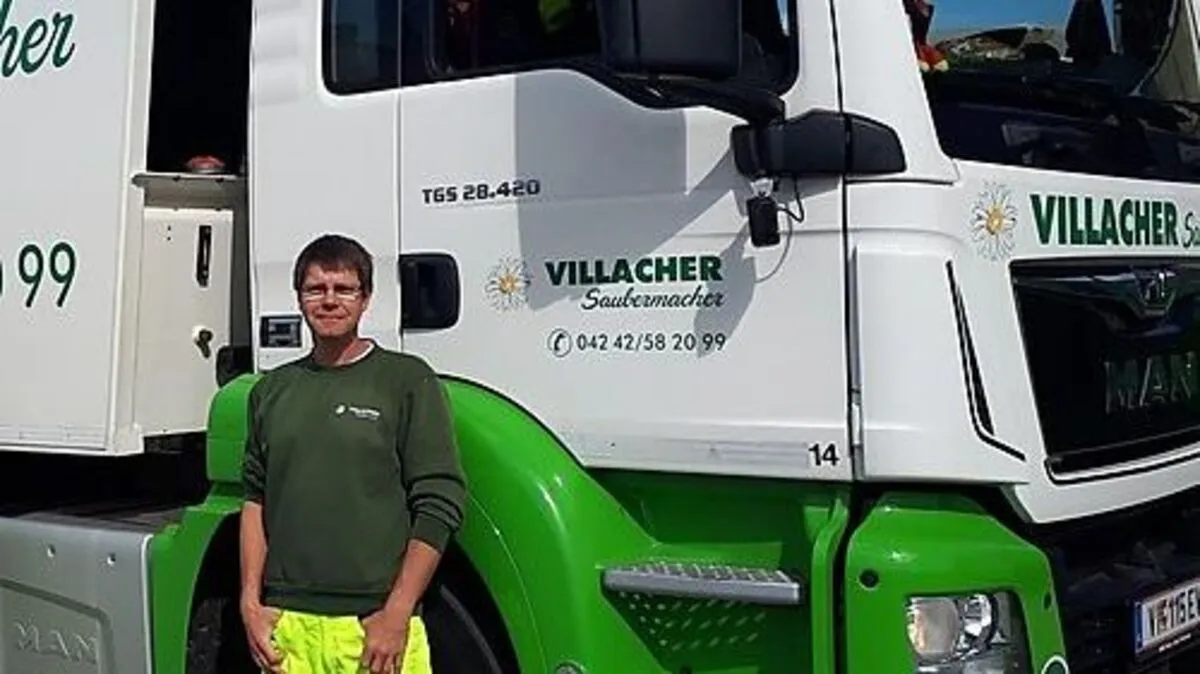 Gerald Glantschnig sammelt täglich rund zehn Tonnen Müll ein