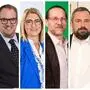 Bürgermeisterin Elke Florian (SPÖ), Stadtrat Andreas Brugger (ÖVP), Silvia Klingsbigl (FPÖ), Kurt Tanner (Grüne), René Windegger (KPÖ) und Roland Gall (Liste JUNG)