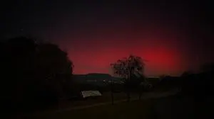 Polarlichter in der Steiermark: 4.30 Uhr am Schaftalberg mit Blickrichtung Schöckl 