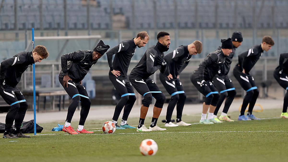 Die Sturm-Spieler beim Abschlusstraining in der Merkur-Arena.