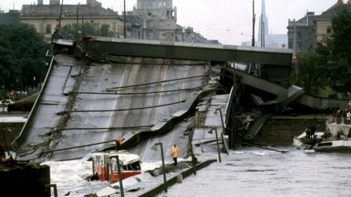 Der Einsturz der Wiener Reichsbrücke am 1. August 1976